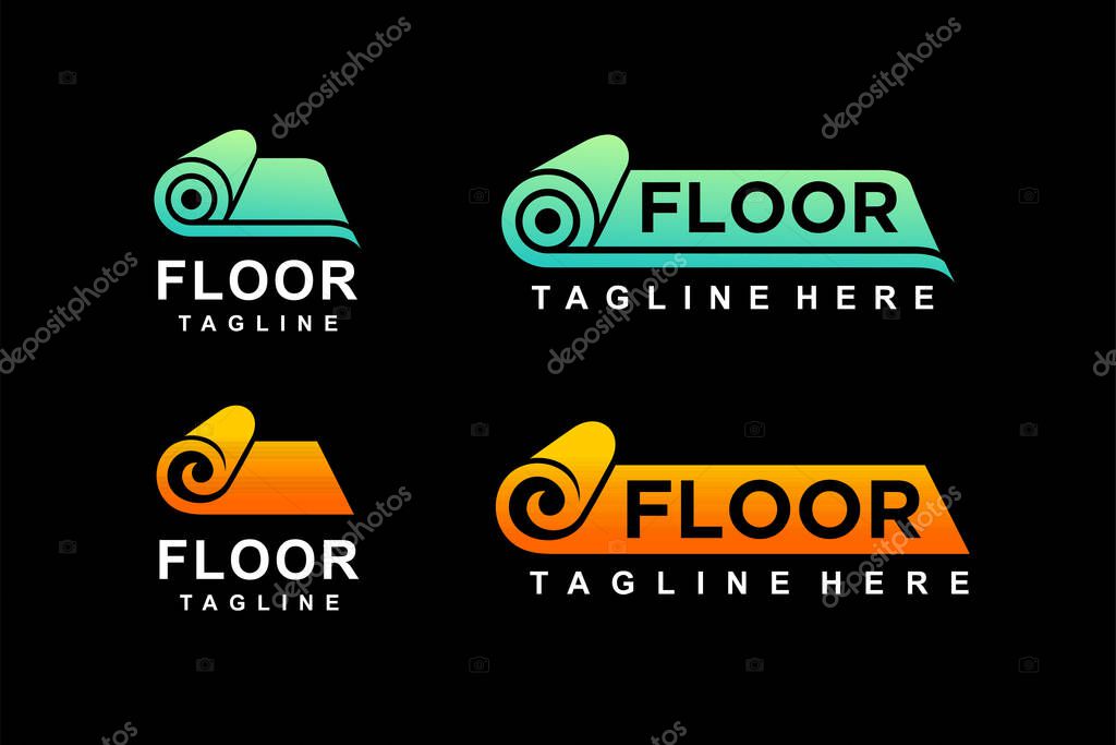 Carpet roll logo with floor lettering concept