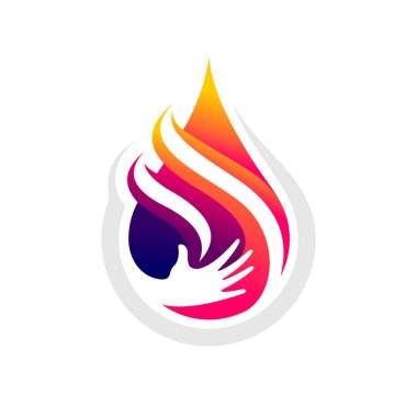 ateş alevleri logosu ile el konsepti