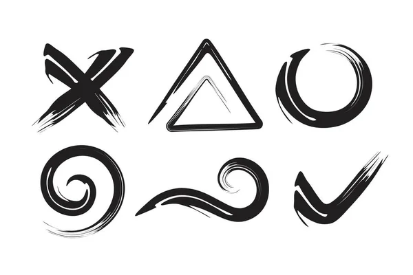 Juego Pinceladas Plantilla Logotipo Pinceladas — Archivo Imágenes Vectoriales