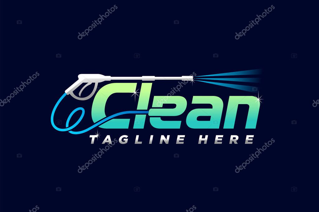 Clean Wash lettering logo, Clean wash logo