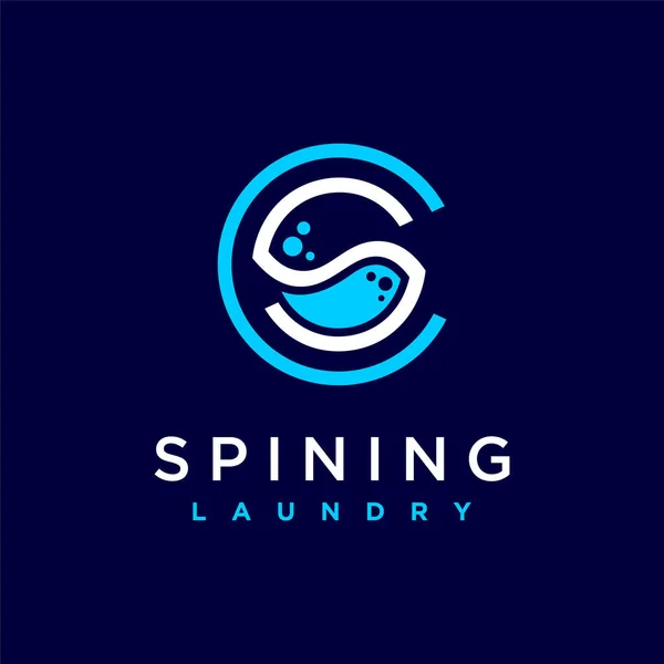 Spin Laundry Logo Buchstabe Logo Design — Stockvektor