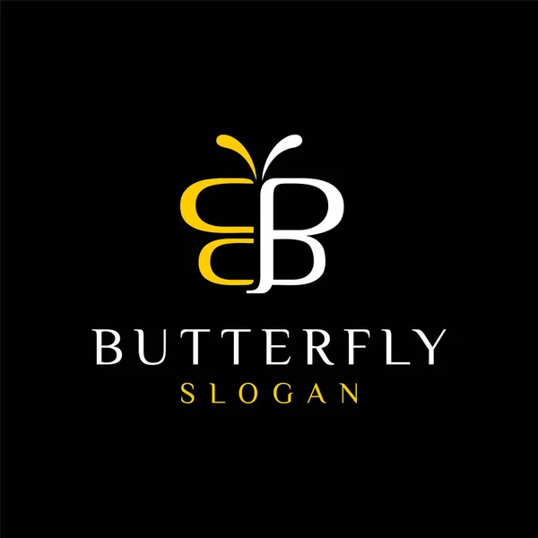 Logo Butterfly Con Lettera — Vettoriale Stock