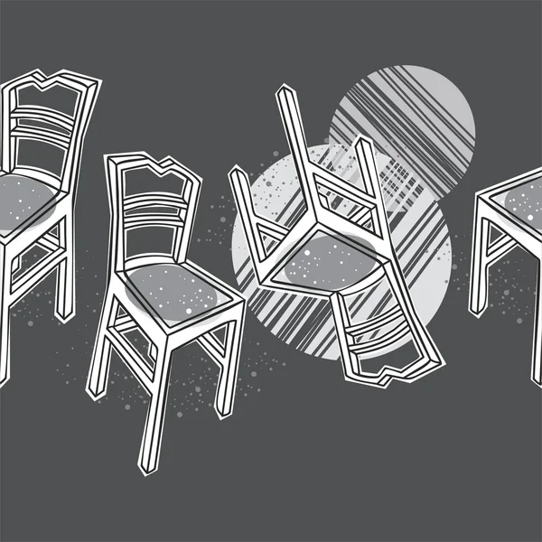 Weiße Stühle auf dunklen horizontalen — Stockvektor