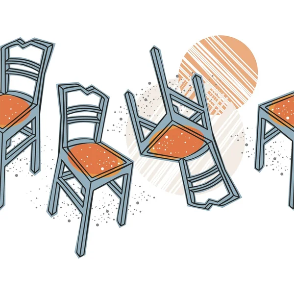 Blaue Stühle horizontal — Stockvektor