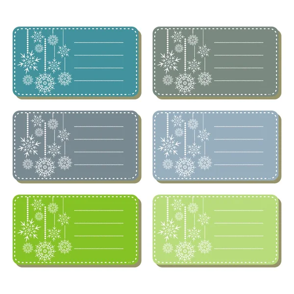 Etiquetas de regalo con copos de nieve fríos — Archivo Imágenes Vectoriales