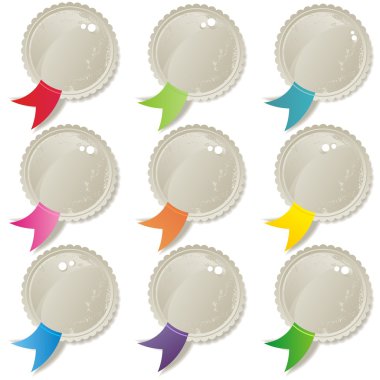 parlak etiket renkli kurdeleler ile ayarla