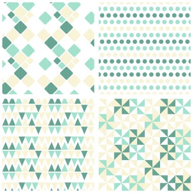 scrapbook kağıt set Retro turkuaz geometrik figürler Dikişsiz desen