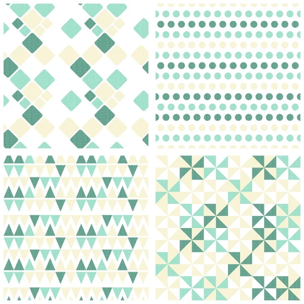 Retro turquoise geometric figures seamless pattern scrapbook paper set — Stock Vector