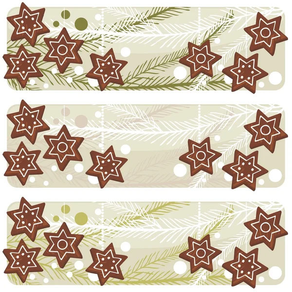 Christmas star shaped gingerbreads banner — Stock Vector