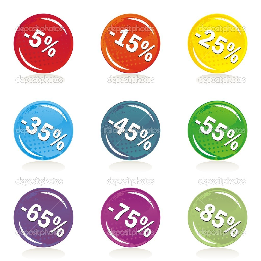 Percent discount on colorful star shaped shiny button set