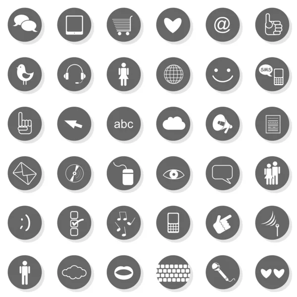 Web gray flat round button set — Stock Vector