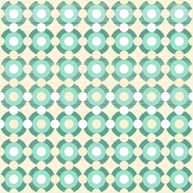Dikişsiz arka plan beyaz Retro daireler ve noktalar satırları turkuaz bej