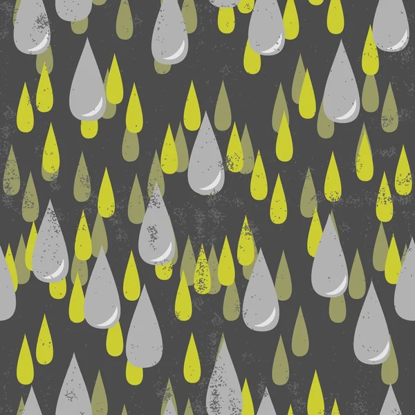 Delicate rain drops in gray and green pattern on dark background — Stock Vector