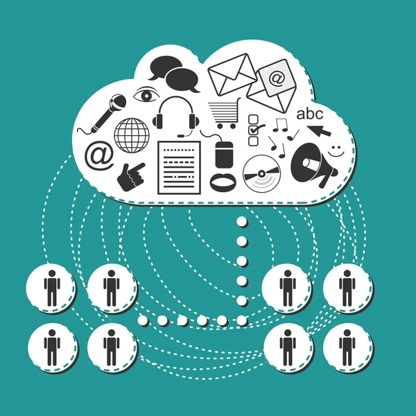 Sistema estamos en las redes sociales Internet tecnología informática ilustración — Archivo Imágenes Vectoriales