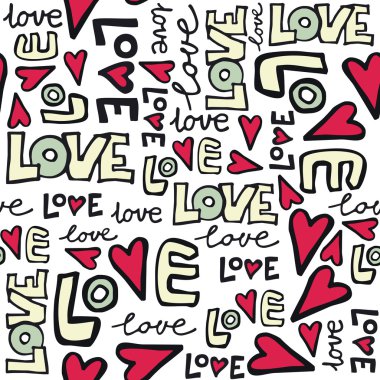Retro renkleri grafiti Dikişsiz desen beyaz aşk