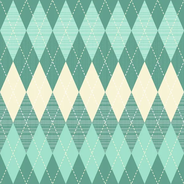 Traditionele argyle ruitpatroon in turquoise en beige naadloze patroon — Stockvector
