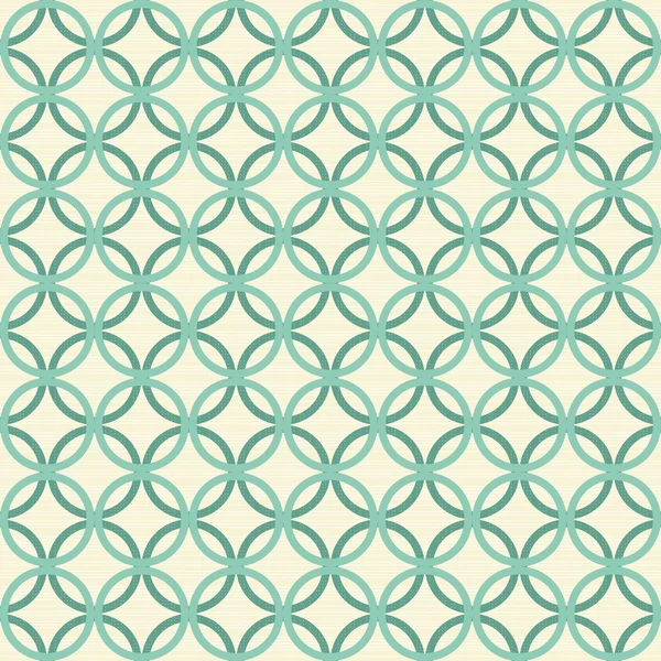 Cercles turquoise en rangées sur fond beige clair motif sans couture rétro — Image vectorielle