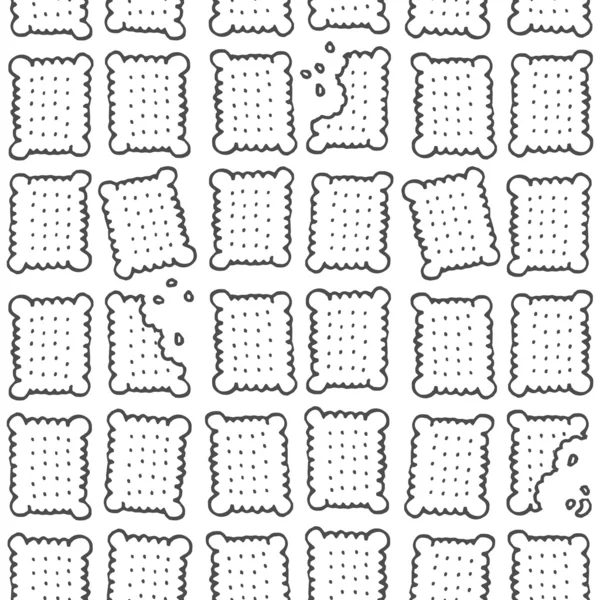 Biscotti quadrati modello dolce senza cuciture monocromatico su sfondo bianco — Vettoriale Stock