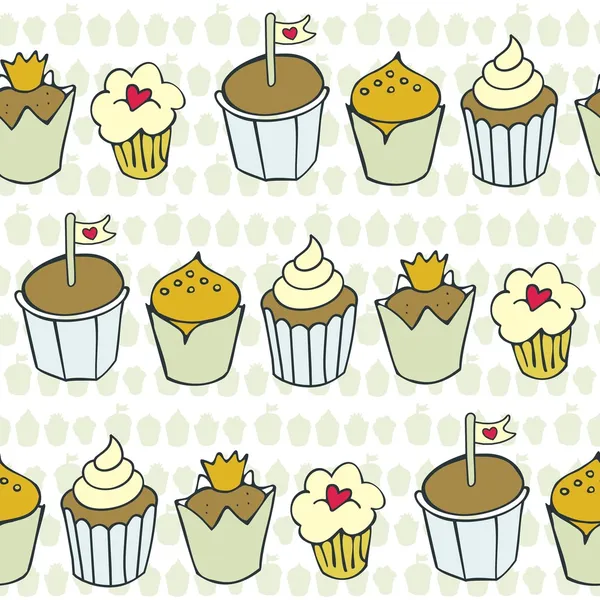 Sorok a fény oly sok díszített cupcakes mintázott háttér édes színes varrat nélküli mintát — Stock Vector