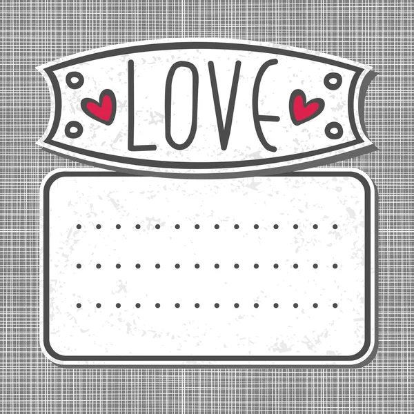 Gray white big label love on gray pattern background — стоковый вектор