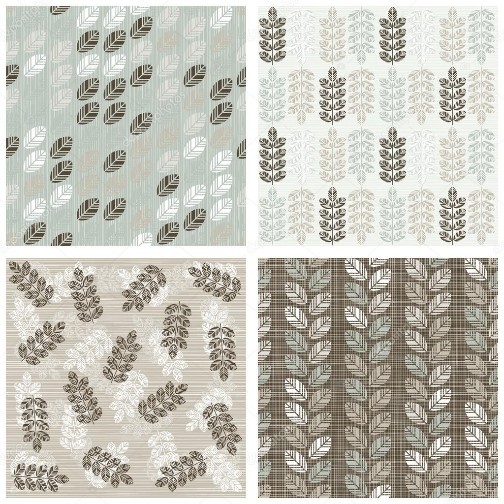 blue beige brown white leaves winter colors botanical seamless pattern set of scrapbook backgrounds