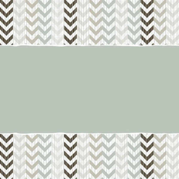 Blue beige brown chevron geometric pattern in winter colors with torn paper on scrapbook horizontal background — Stock Vector