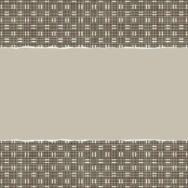 Beige brown checkered geometric pattern in winter colors with torn paper on dark scrapbook horizontal background — Stock Vector