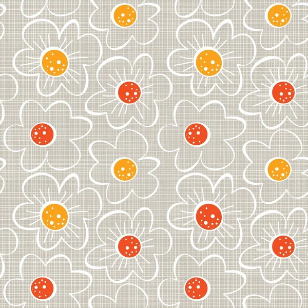 Beige blanc jaune orange rouge botanique motif sans couture avec des fleurs de prairie en fleurs sur fond clair — Image vectorielle