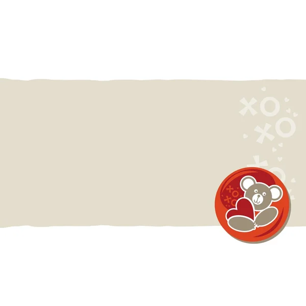 Λευκό μπεζ πορτοκαλί κόκκινο ζώων παιδιάστικα οριζόντια σκισμένο χαρτί και γυαλιστερή κουμπί με ένα αρκουδάκι σε σωστό λευκώματος στοιχείο — Διανυσματικό Αρχείο