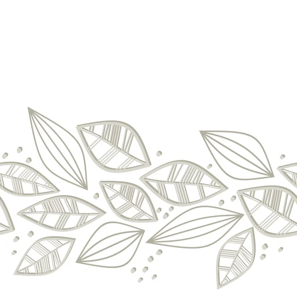 Desordenado retro beige hojas marrones sobre fondo blanco borde horizontal sin costuras estacional — Archivo Imágenes Vectoriales