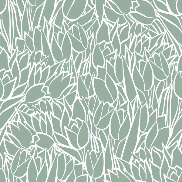 अंधेरे पृष्ठभूमि पर मोनोक्रोम स्प्रिंग्स सफेद सीमा फूल सीमलेस पैटर्न — स्टॉक वेक्टर