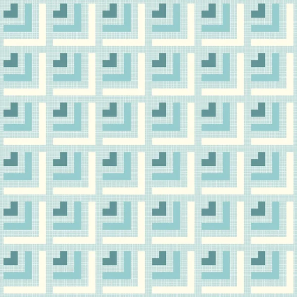 Delicate blauwe beige turquoise pijlen regelmatige geometrische elementen in rijen op blauwe achtergrond naadloze patroon — Stockvector