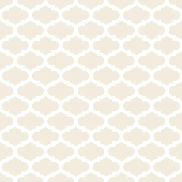 Gevoelige licht beige retro vormige regelmatige geometrische elementen in horizontale rijen op witte achtergrond naadloze patroon — Stockvector