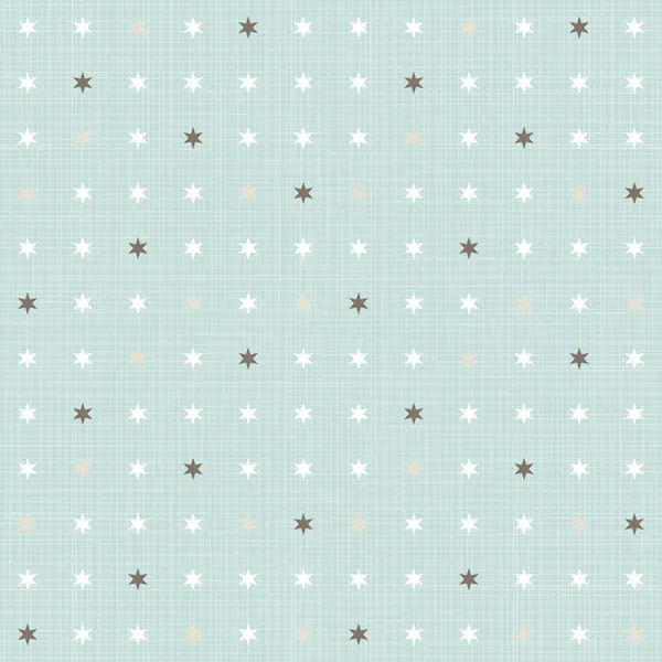 Delicate light little stars regular geometric elements in rows on blue background seamless pattern — Stock Vector