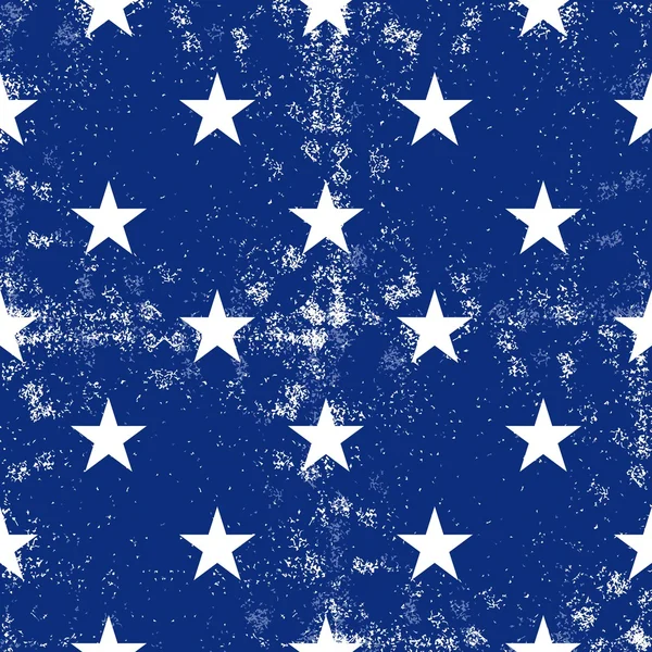 Little white stars in regular horizontal and vertical rows on dark blue background grunge seamless pattern — Stock Vector