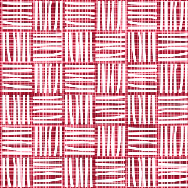 Little white stripes in squares on dark red background regular geometric grunge seamless pattern — Stock Illustration Little white stripes in squares on dark red background regular geometric grunge seamless pattern Vector Graphics