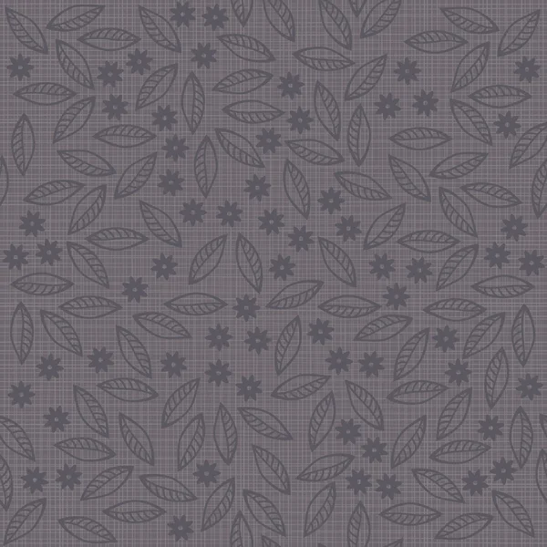 Gray little flowers and leaves on dark background romantic floral seamless pattern — Stock Vector