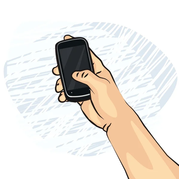 Man med telefon smartphone färgglada illustration på vit bakgrund — Stock vektor