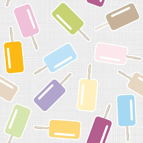 Ice cream on stick messy dessert colorful graphic sweet seamless pattern on light gray background — Stok Vektör