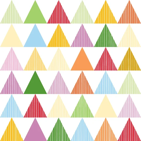 Triângulos coloridos em linhas horizontais padrão sem costura geométrica — Vetor de Stock