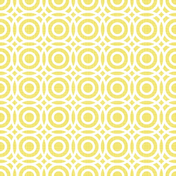 Retro multiple white circles in rows on sunny yellow background abstract geometric seamless pattern — Stock Vector