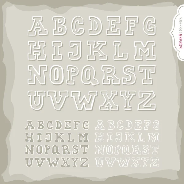 Blanc bordure alphabet latin grandes lettres isolées sur fond rétro lumière éducation ensemble — Image vectorielle