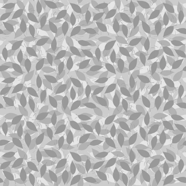 Grå stökigt blad i lager monokrom botaniska seamless mönster på grå bakgrund — Stock vektor