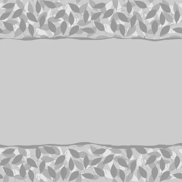 Grijs rommelige bladeren in lagen monochroom botanische gescheurd papier als horizontale rand op lichte achtergrond met lege plaats voor uw tekst — Stockvector