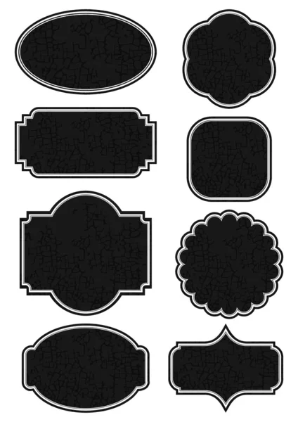 Different shape vintage retro dark crackle label set on white background — Stock Vector