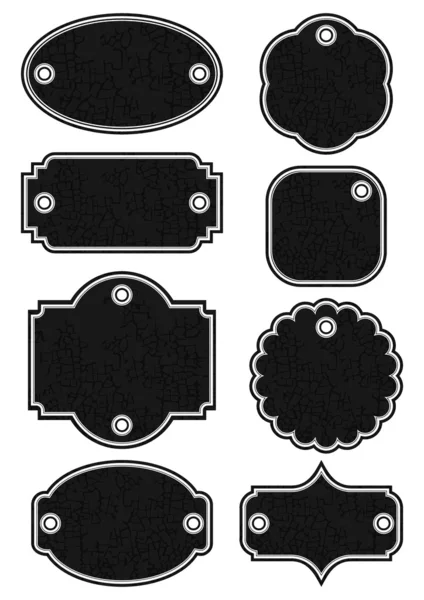 Diversa forma vintage retro scuro crepitio etichetta set con fori isolati su sfondo bianco — Vettoriale Stock