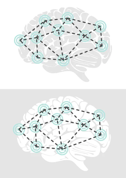 Connessioni cerebrali assistenza sanitaria grigio turchese illustrazione su sfondo bianco — Vettoriale Stock