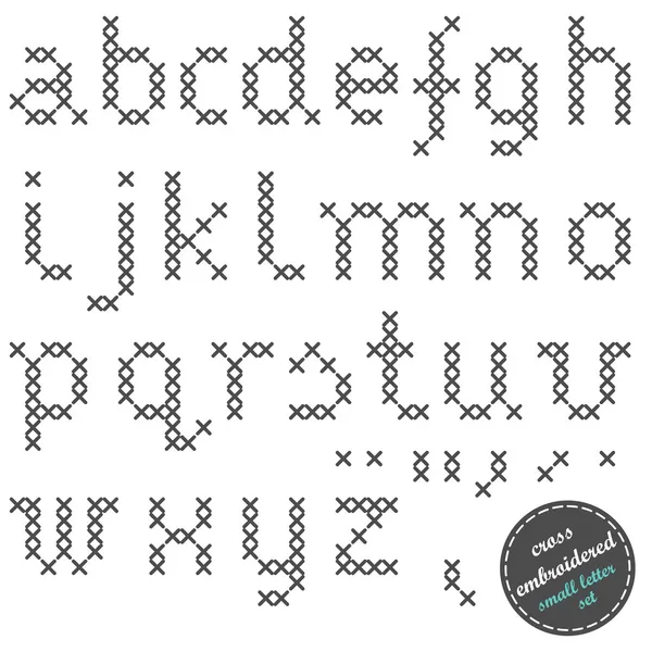 Простые серые буквы с вышивкой на белом фоне — стоковый вектор