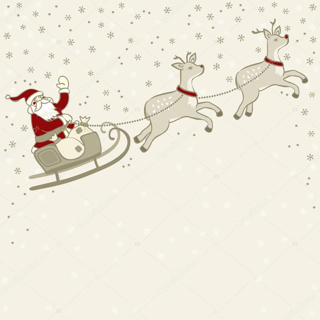 サンタ クロースとトナカイそり夜空の星や雪の上で冬の祝日クリスマス トップ イラスト光ヴィンテージ色で テキストのための空白の場所で ストックベクター C Demonique サンタ クロースとトナカイそり夜空の星や雪の上で冬の祝日クリスマス トップ イラスト光ヴィンテージ色で テキストのための空白の場所で ストックベクター C Demonique