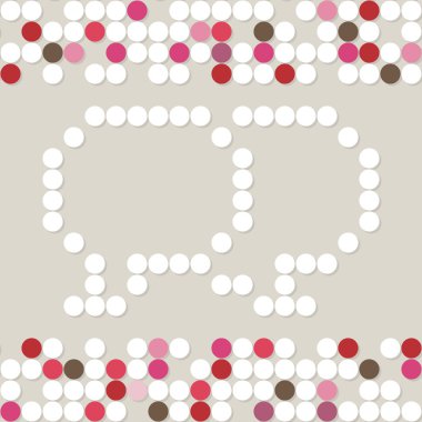 küçük renkli noktalar pembe beyaz kırmızı gri bej geometrik kesintisiz yatay kenarlık ile boş konuşma kabarcıklar